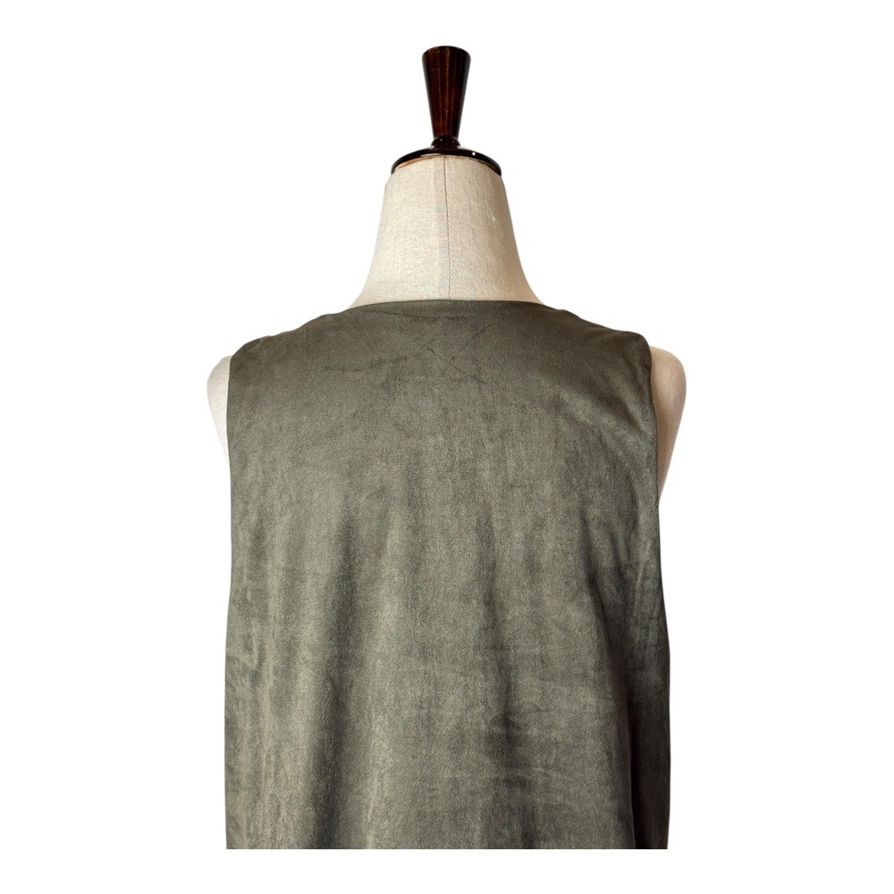Umgee Dress‎ Women Small Olive Green Faux Suede Floral Embroidered Mini Bohemian - Picture 4 of 11